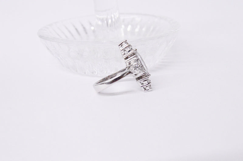 Sterling Silver Clear Cubic Zirconia Elongated Cocktail Ring - Hers and His Treasures