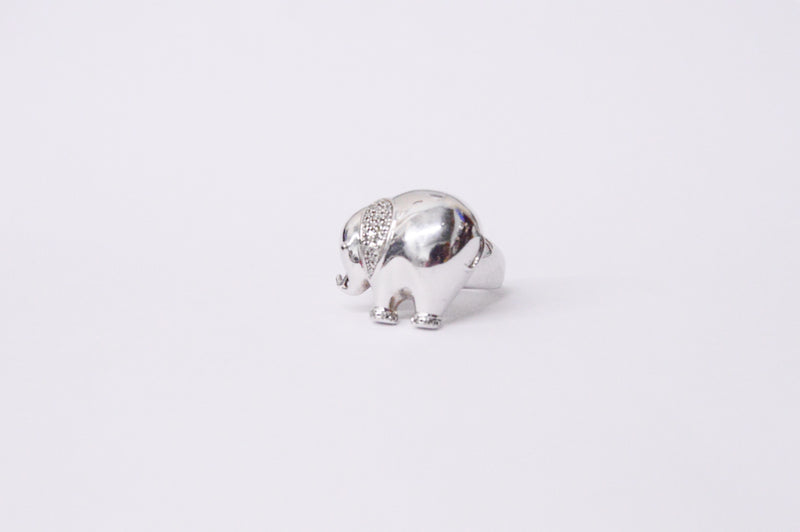Diamond Elephant .925 Sterling Silver Ring