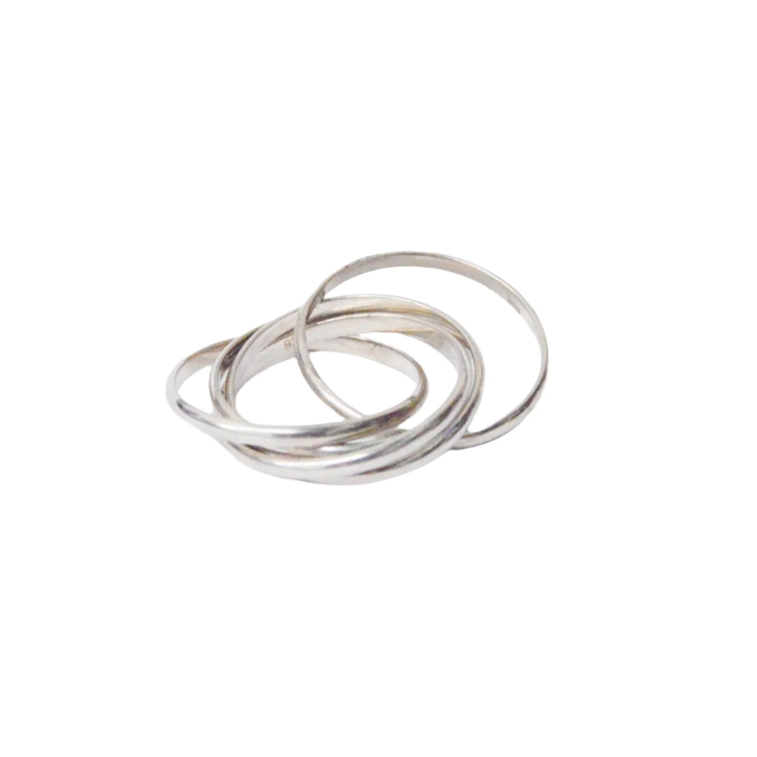 Silverly Russian Style 5-Band Wedding Ring Set - 925 Sterling Silver, His & Hers, Interlocking Promise Bands 5 thumbnail image