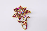 3D Red Aurora Borealis Rhinestone Rose Brooch Pin www.hersandhistreasures.com/collections/vintage-estate-jewelry