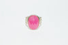 Large Faceted Pink Quartz Gemstone .925 Sterling Silver Ring