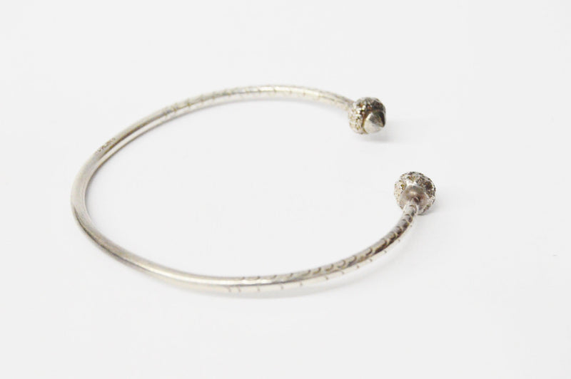 West Indies Sterling Silver Pointed Cocoa Pod Cuff Bangle Bracelet - Hers and His Treasures