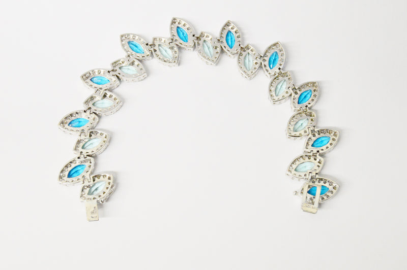 Charles Winston CWE Blue And Green CZ .925 Sterling Silver Bracelet
