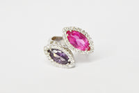 Charles Winston CWE Pink Sapphire And CZ .925 Sterling Silver Ring www.hersandhistreasures.com/collections/sterling-silver-jewelry