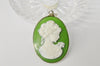 Sterling Silver .925 Green Cameo Pendant - Hers and His Treasures