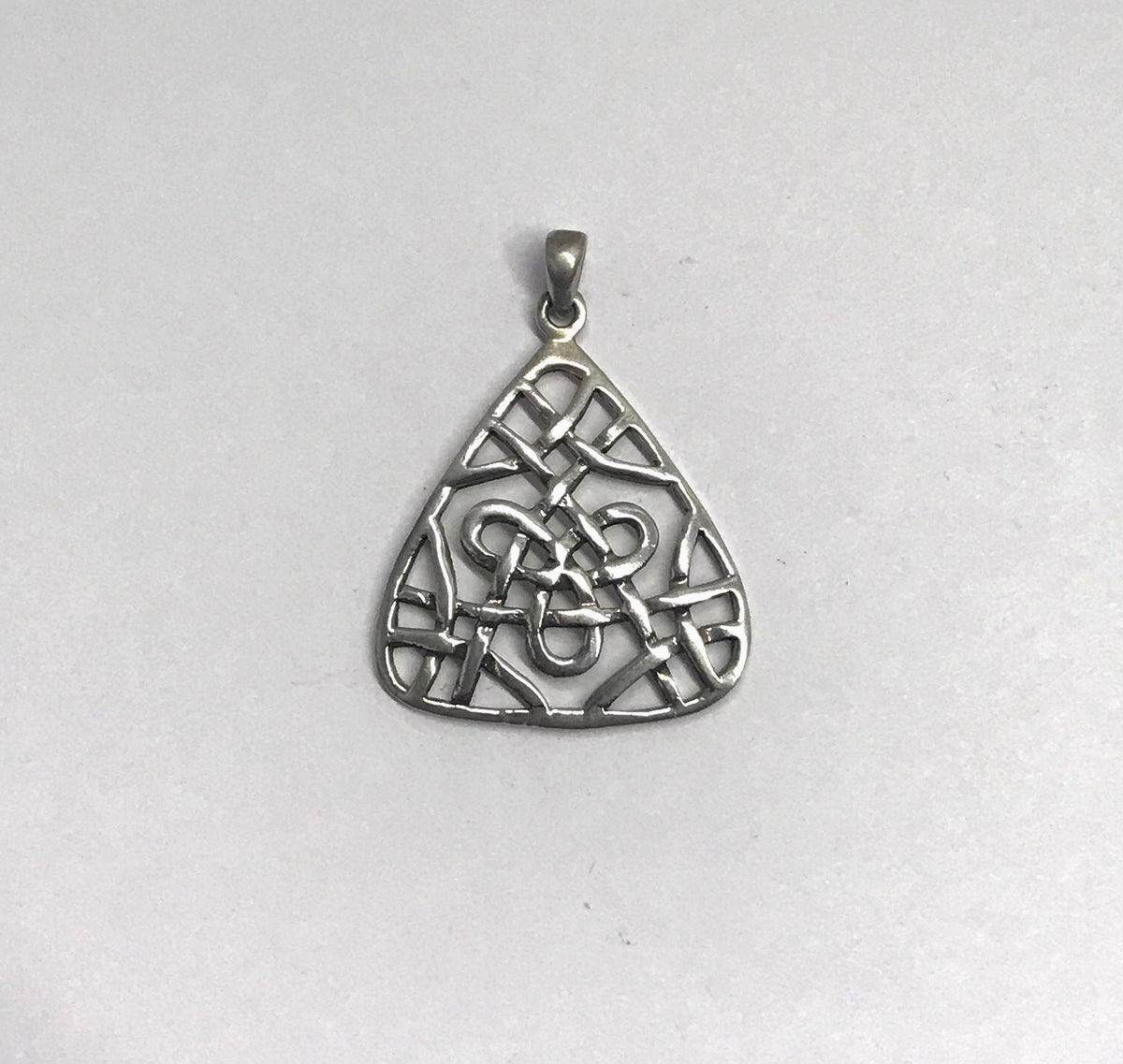 Triangular Celtic Knot Sterling Silver Pendant - Hers and His Treasures