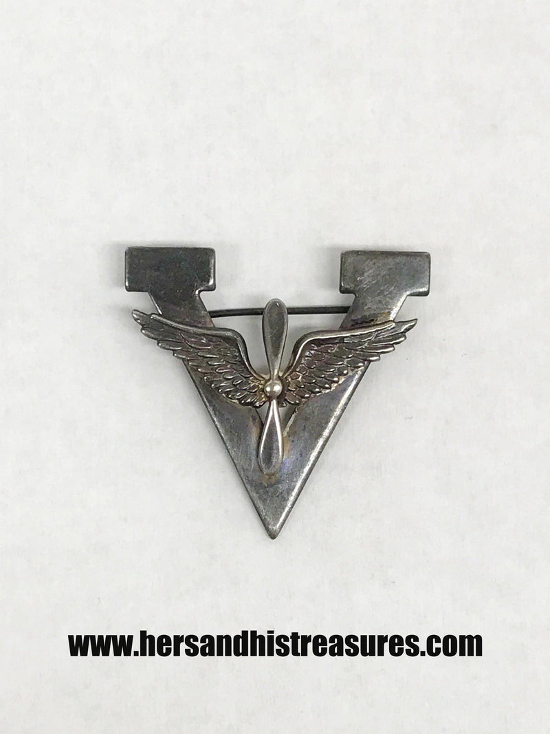 United States Army Air Corps WWII Sweetheart Victory Sterling Silver Brooch Pin - Hers and His Treasures