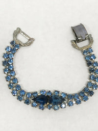 Vintage Blue Crystal Rhinestone Multi-Strand Bracelet - Hers and His Treasures