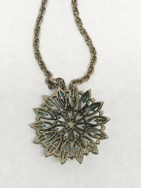 Vintage Southwestern Petit Point Faux Turquoise Silver Tone Necklace - Hers and His Treasures