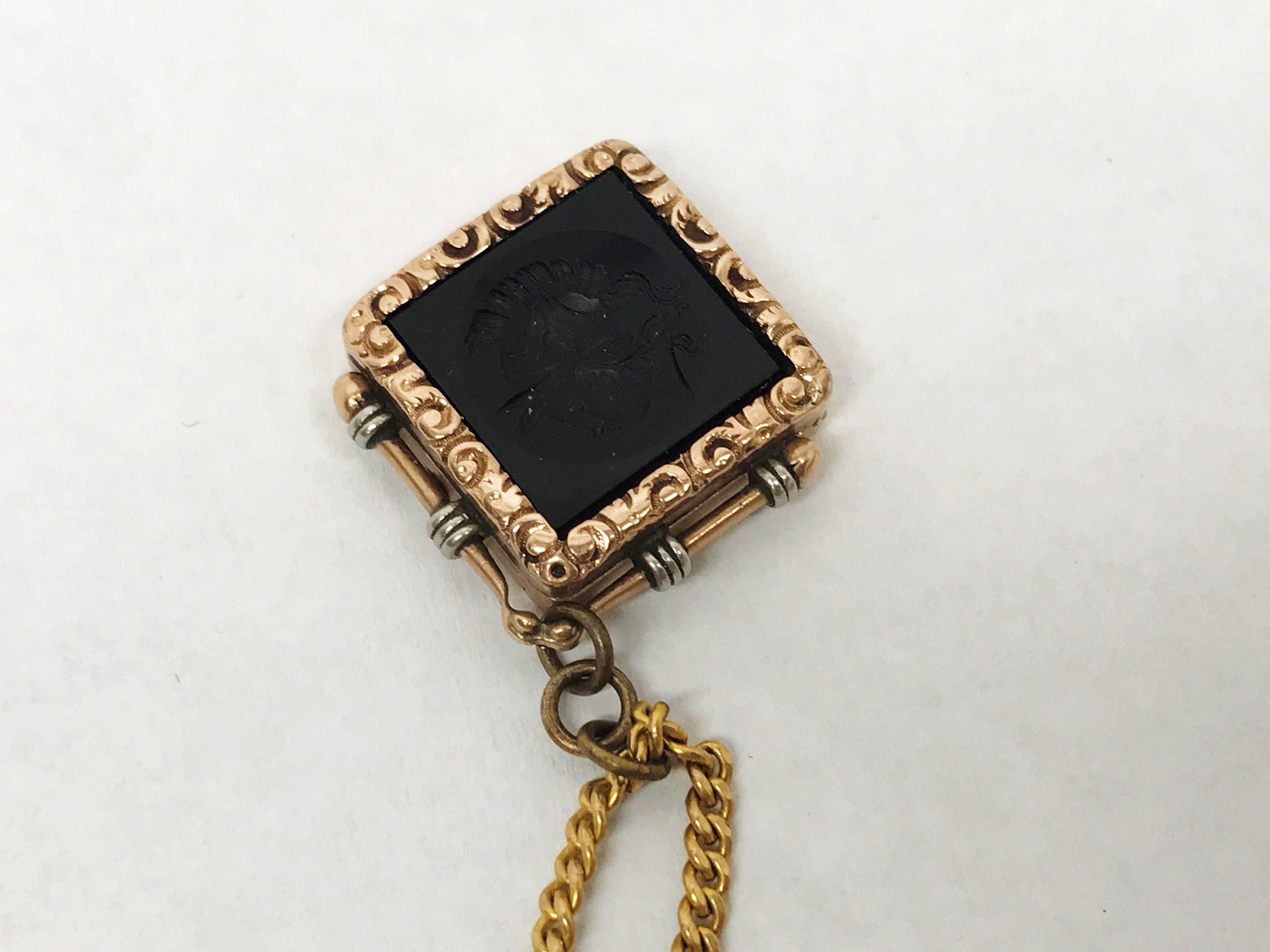 Victorian 10K Gold Intaglio Warrior Carnelian Mourning Locket - Hers and His Treasures