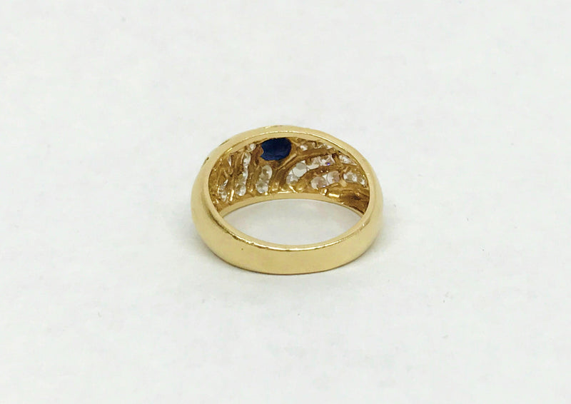 Vintage Diamonds and Sapphire 14K Italy Ring Signed AND - Hers and His Treasures