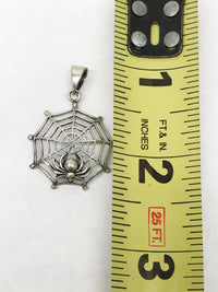 Sterling Silver Spiderweb Pendant 1 1/2" - Hers and His Treasures