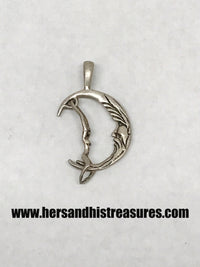 Sterling Silver Woman Riding On The Moon Pendant 1" - Hers and His Treasures