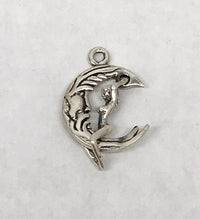 Sterling Silver Woman Riding On The Moon Pendant 1/2" - Hers and His Treasures