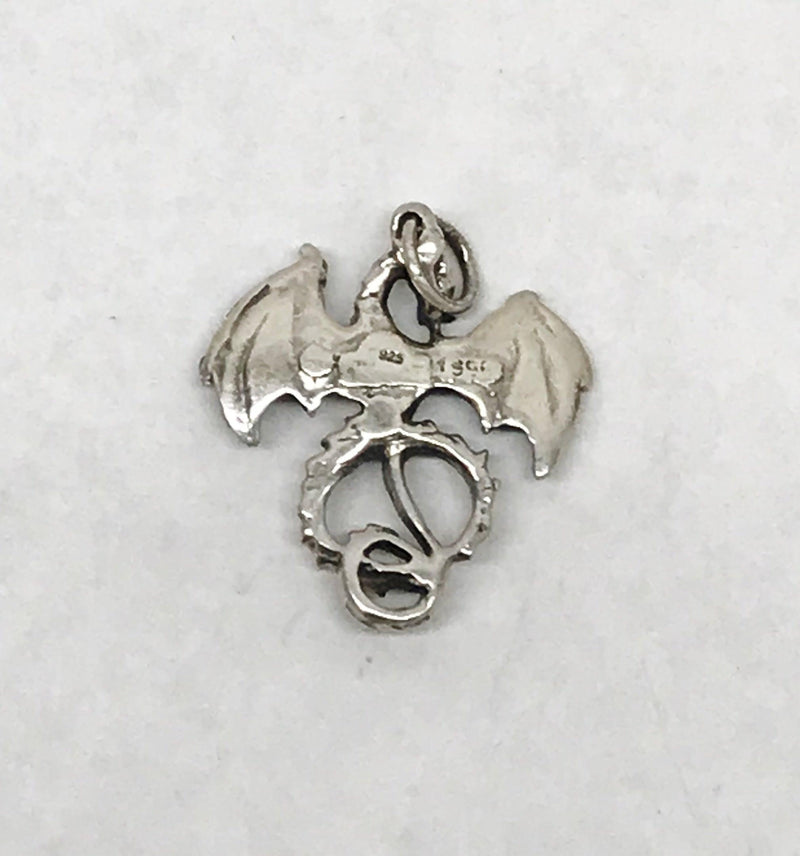 Sterling Silver Dragon Necklace Pendant 1 1/4" - Hers and His Treasures