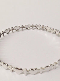 Love Hearts And Crosses Sterling Silver Bangle Bracelet - Hers and His Treasures