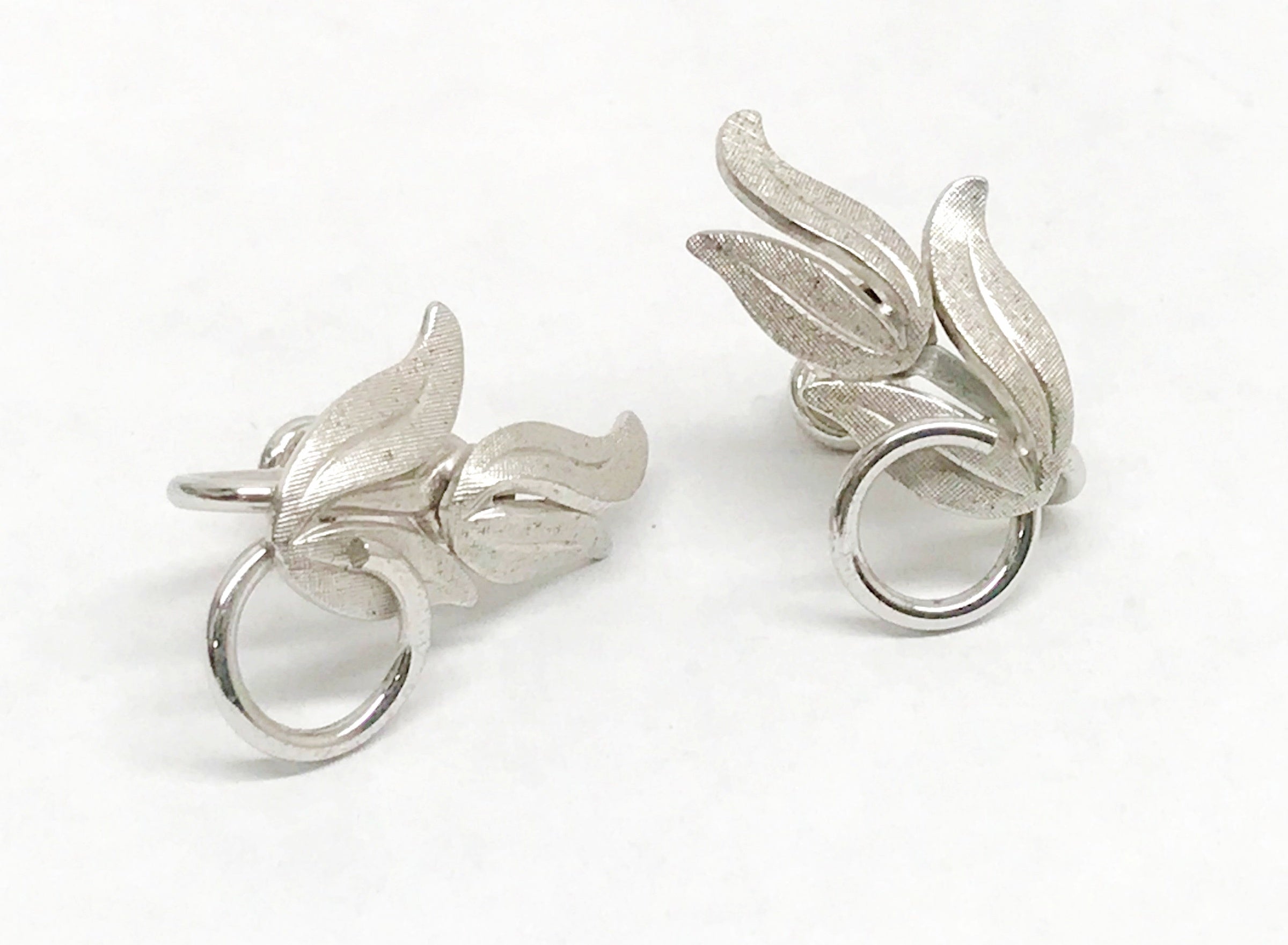 Sterling Silver Double Heart Dangle Screw Back Earrings | Jewelry Vine