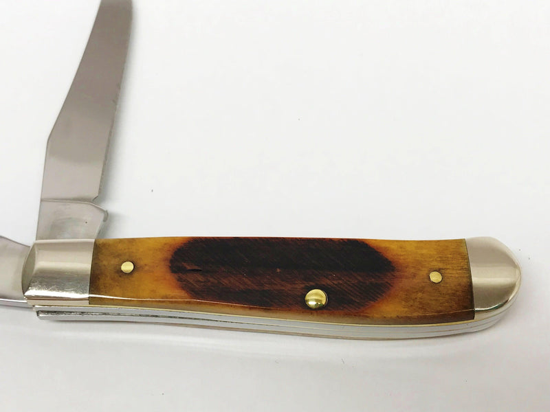 New 2015 Case XX 6207W Sawcut Amber Bone #1 Dad Mini Trapper Pocket Knife - Hers and His Treasures