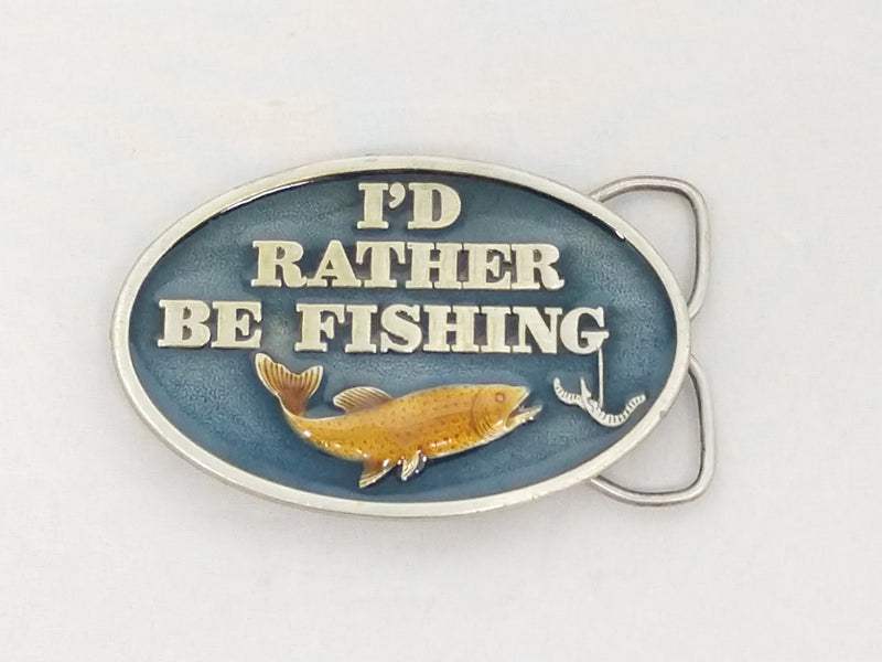 1978 I'd Rather Be Fishing Enamel Belt Buckle – Hers and His Treasures