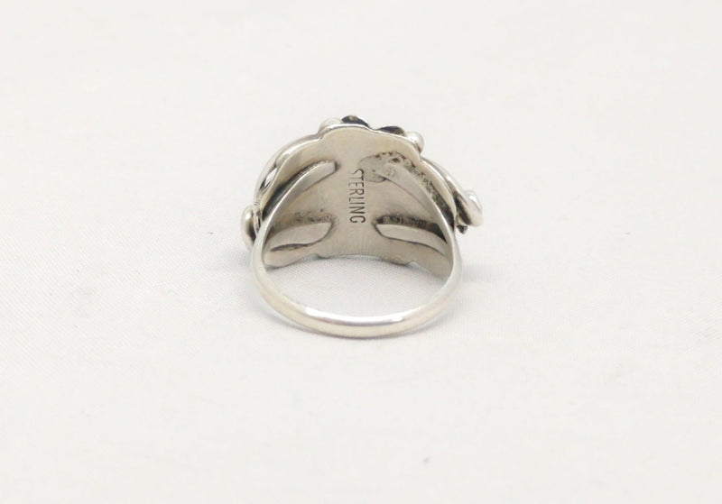 Native American Flower and Leaf Sterling Silver Ring - Hers and His Treasures