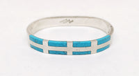 Turquoise .925 Sterling Silver Hinged Bangle Bracelet Mexico TJ-59 - Hers and His Treasures