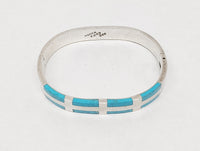 Turquoise .925 Sterling Silver Hinged Bangle Bracelet Mexico TJ-59 - Hers and His Treasures