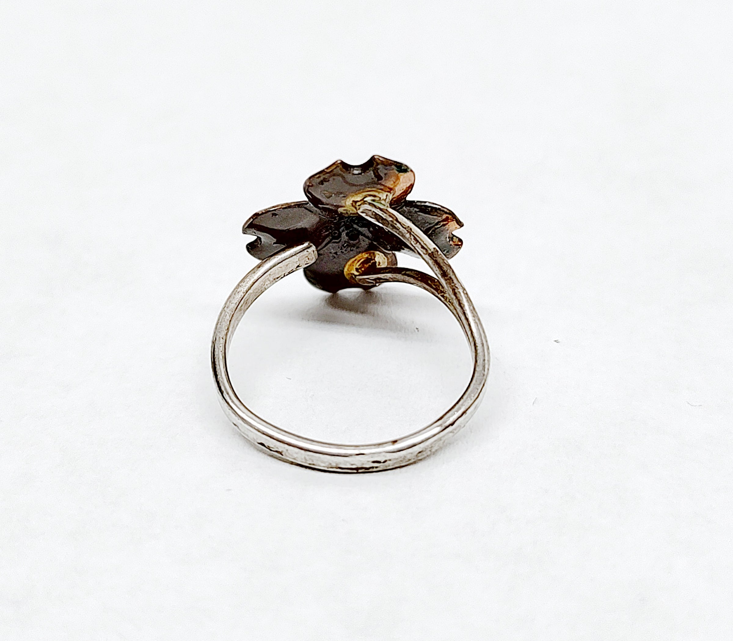 Vintage Stewart Nye Copper Dogwood and Sterling Silver Ring - Hers and His Treasures