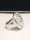 Sterling Silver Oval Hammered Design Ring - Hers and His Treasures