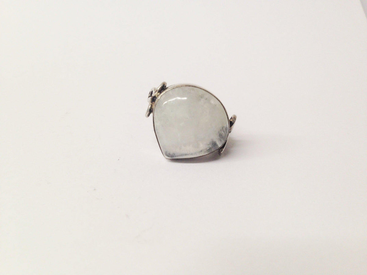 Tear Drop Moonstone .925 Sterling Silver Ring - Hers and His Treasures