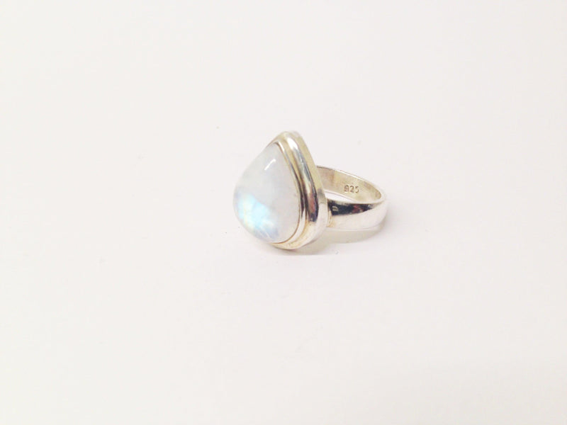 Tear Drop Moonstone .925 Sterling Silver Ring Size 8 - Hers and His Treasures