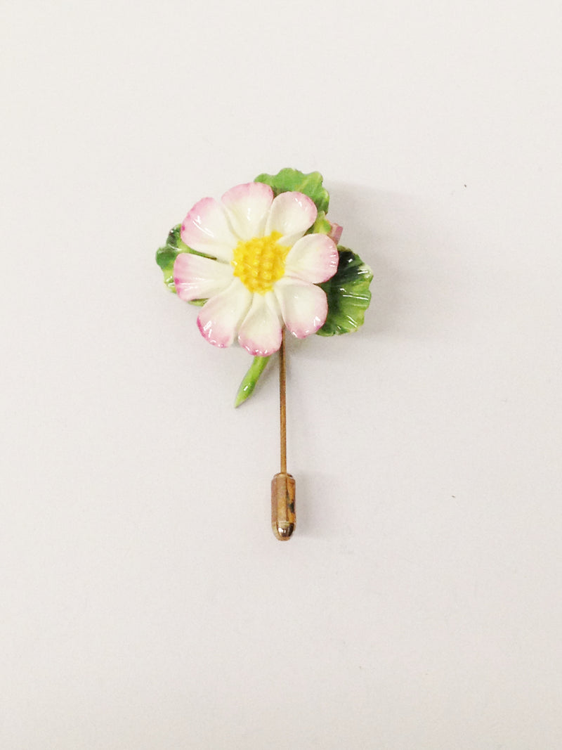 Bone China Flower Brooch Stick Pin www.hersandhistreasures.com/collections/vintage-jewelry