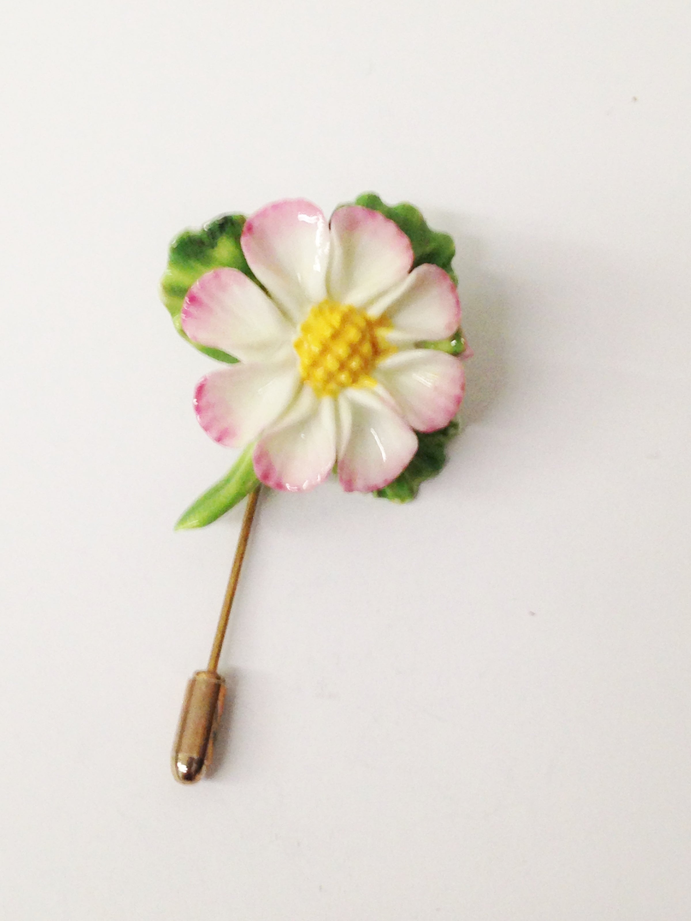 Bone China Flower Brooch Stick Pin