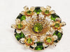 Vintage Gold Toned Green Rhinestone Brooch - Hers and His Treasures