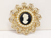 Vintage Coro Cameo Faux Pearl and Rhinestone Brooch - Hers and His Treasures