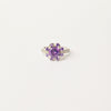 Sterling Silver Purple CZ Cubic Zirconia Flower Ring - Hers and His Treasures