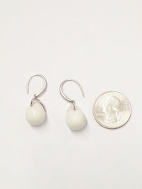 Italian .925 Sterling Silver Drop Hook White Quartz Earrings
