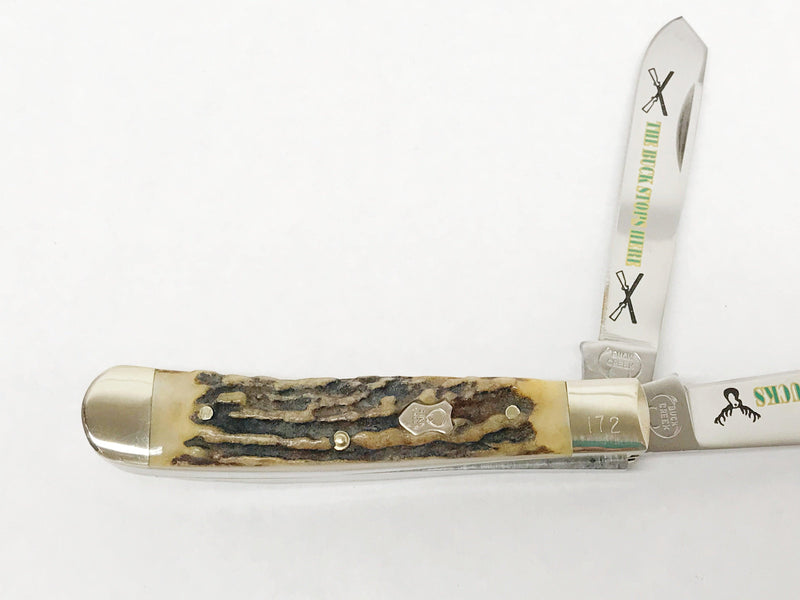 Vintage Buck Creek ONE MILLION BUCKS "The Buck Stops Here" Stag Pocket Knife - Hers and His Treasures