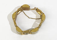 Vintage Mid-Century Damascene Lucite Panel Link Bracelet - Hers and His Treasures