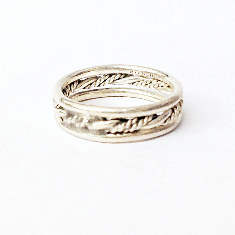 .925 Sterling Silver Triple Twisted Ring Band- Hers and His Treasures