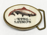 Vintage BTS King Salmon Solid Brass Etched Belt Buckle - Hers and His Treasures