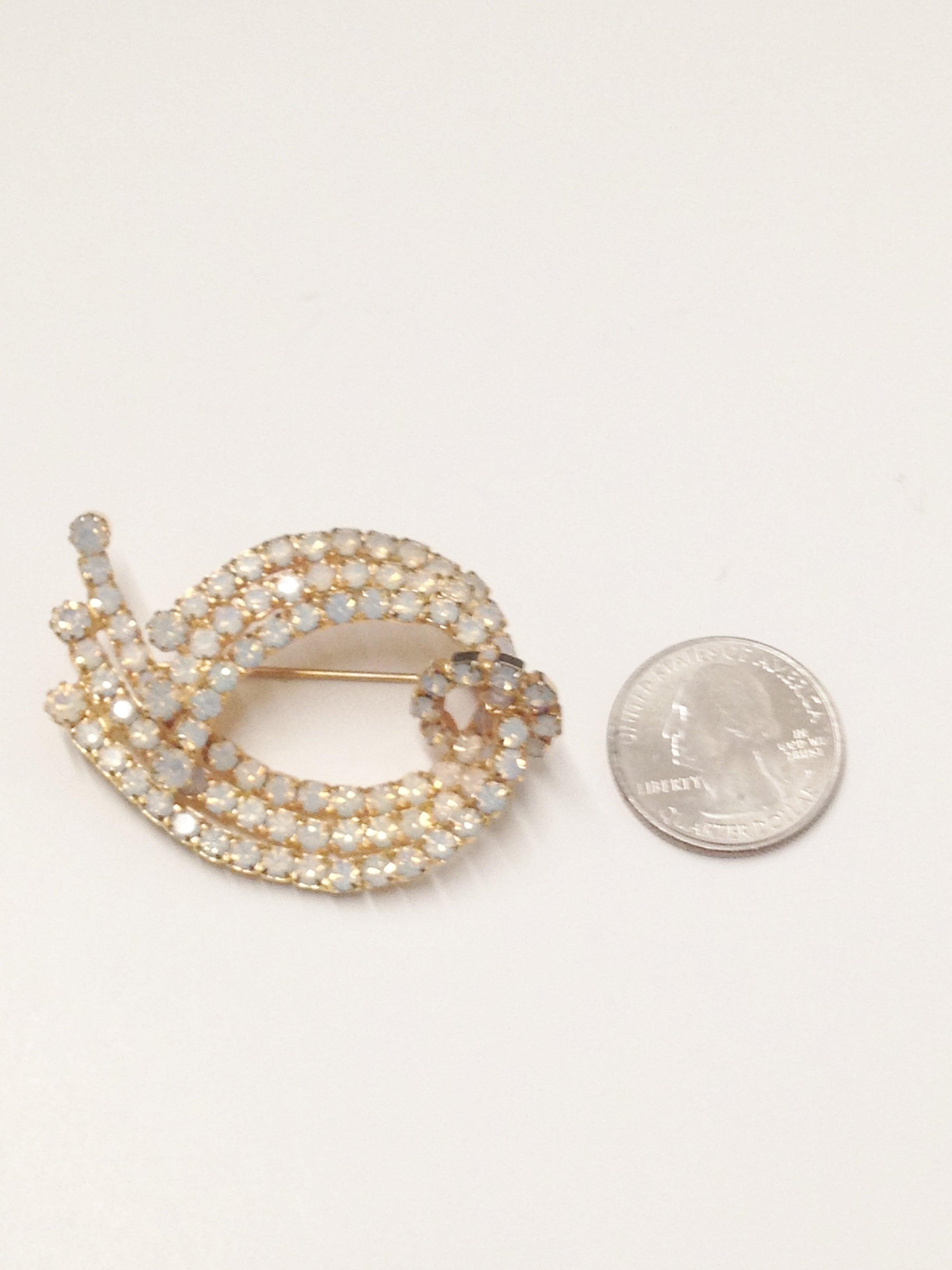 Vintage Opaque White Rhinestone Brooch Pin - Hers and His Treasures