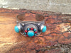 Faux Turquoise And Red Coral Cuff Bracelet