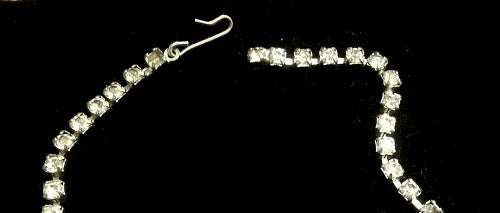 Vintage 1940's Silver Tone Bib Clear Rhinestone Necklace - Hers and His Treasures