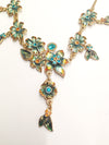 Gold Tone Rhinestone Flower Drop Necklace - Hers and His Treasures