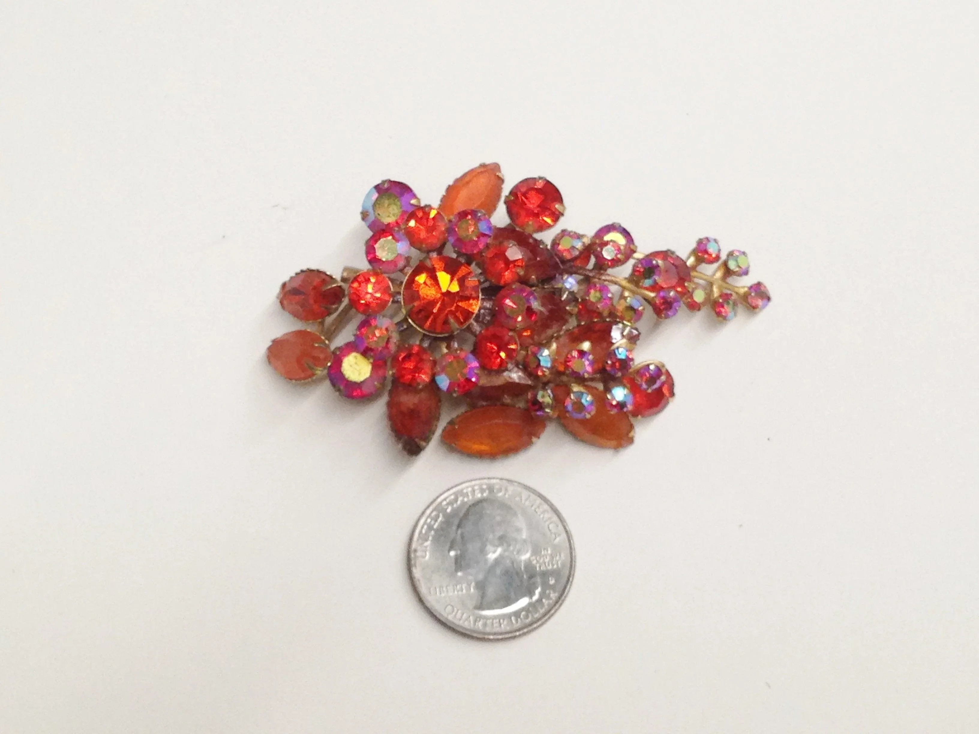 Vintage Orange Rhinestone Flower Brooch Pin – Hers and His Treasures