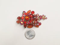 Vintage Orange Rhinestone Flower Brooch Pin - Hers and His Treasures