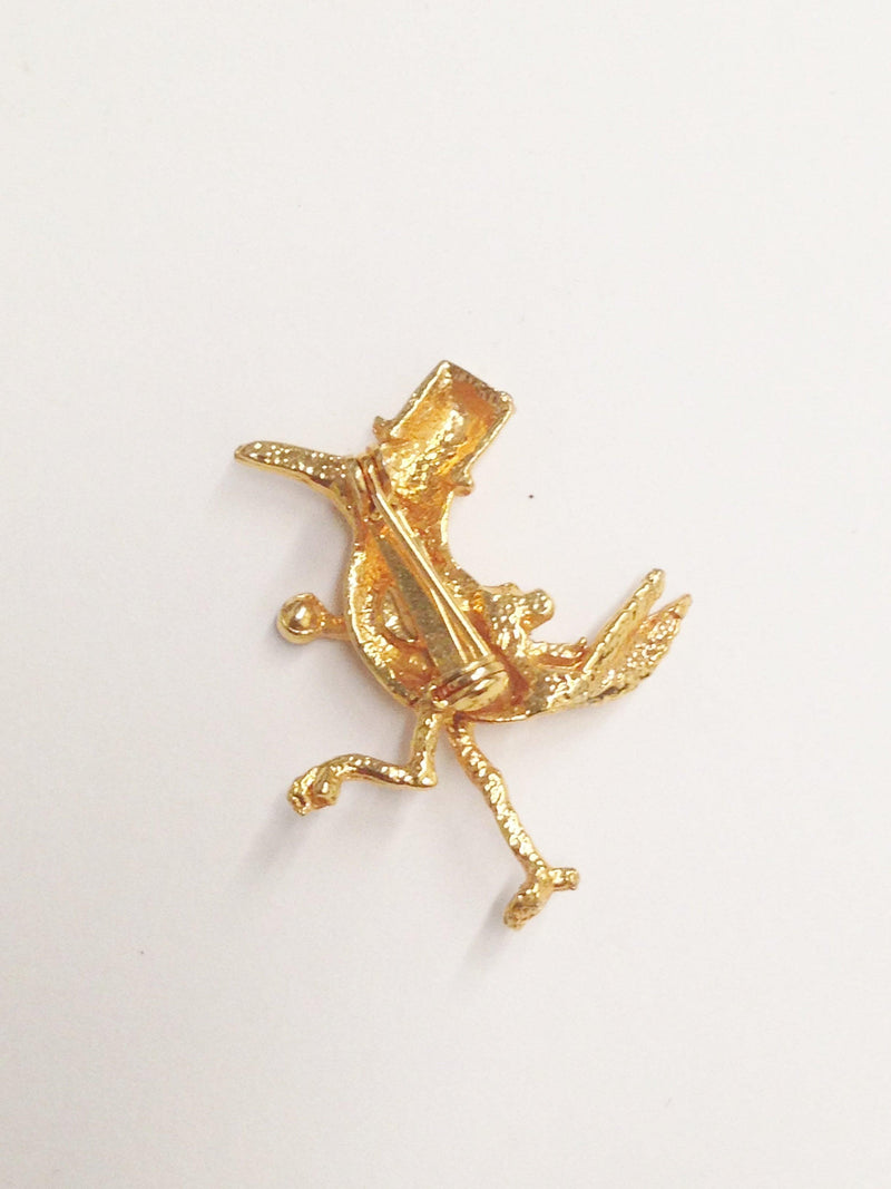 Roadrunner With Hat and Cane Rhinestone Brooch Pin - Hers and His Treasures