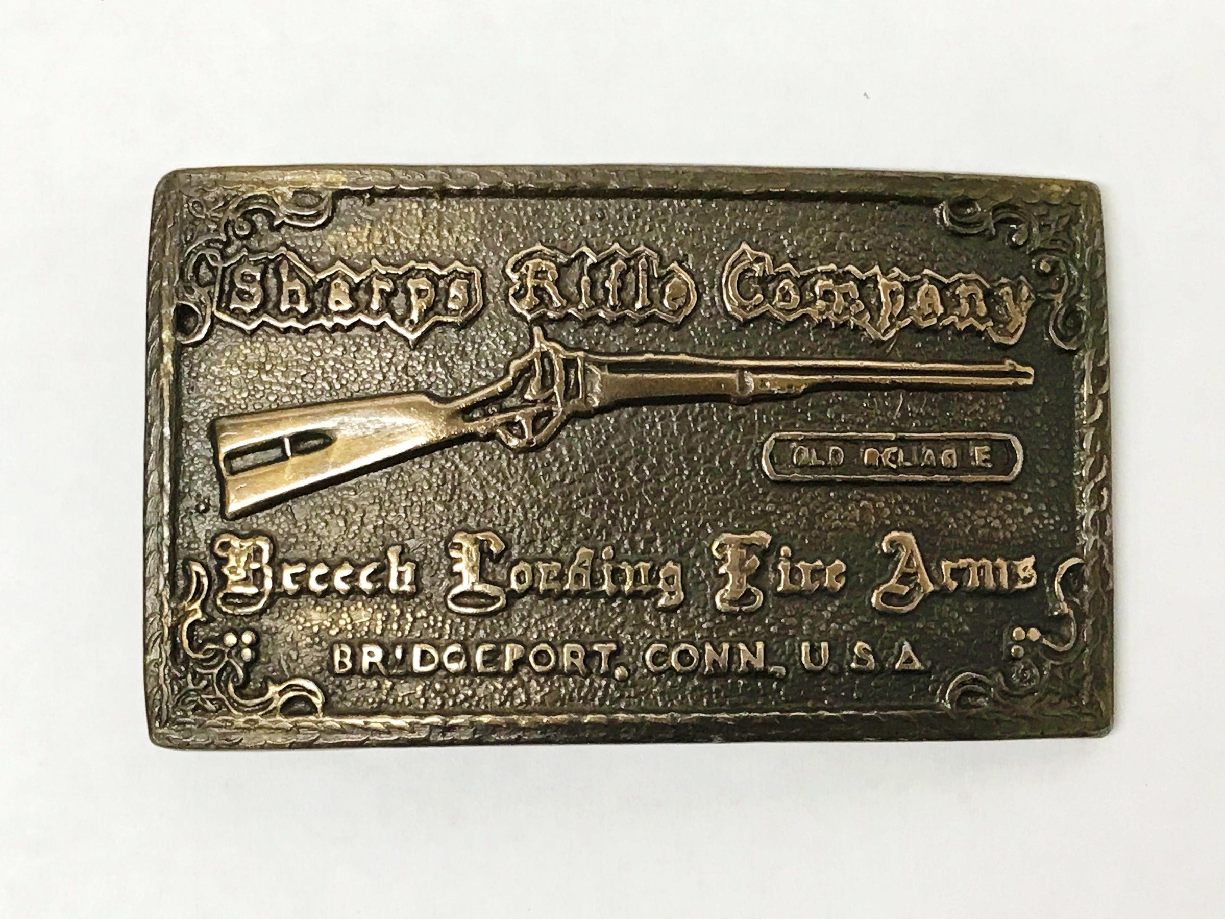 Sharp's Rifle Company "Old Reliable" Breech Loading Fire Arms Belt Buckle | USA - Hers and His Treasures