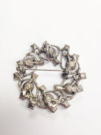 Silver Tone Rhinestone Elegant Swirl Round Brooch Pin - Hers and His Treasures