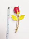 Vintage Hand Painted Gold Tone Rose Brooch Pin - Hers and His Treasures